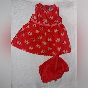 Carter's Red Elephant Print Dress and Diaper Cover Set